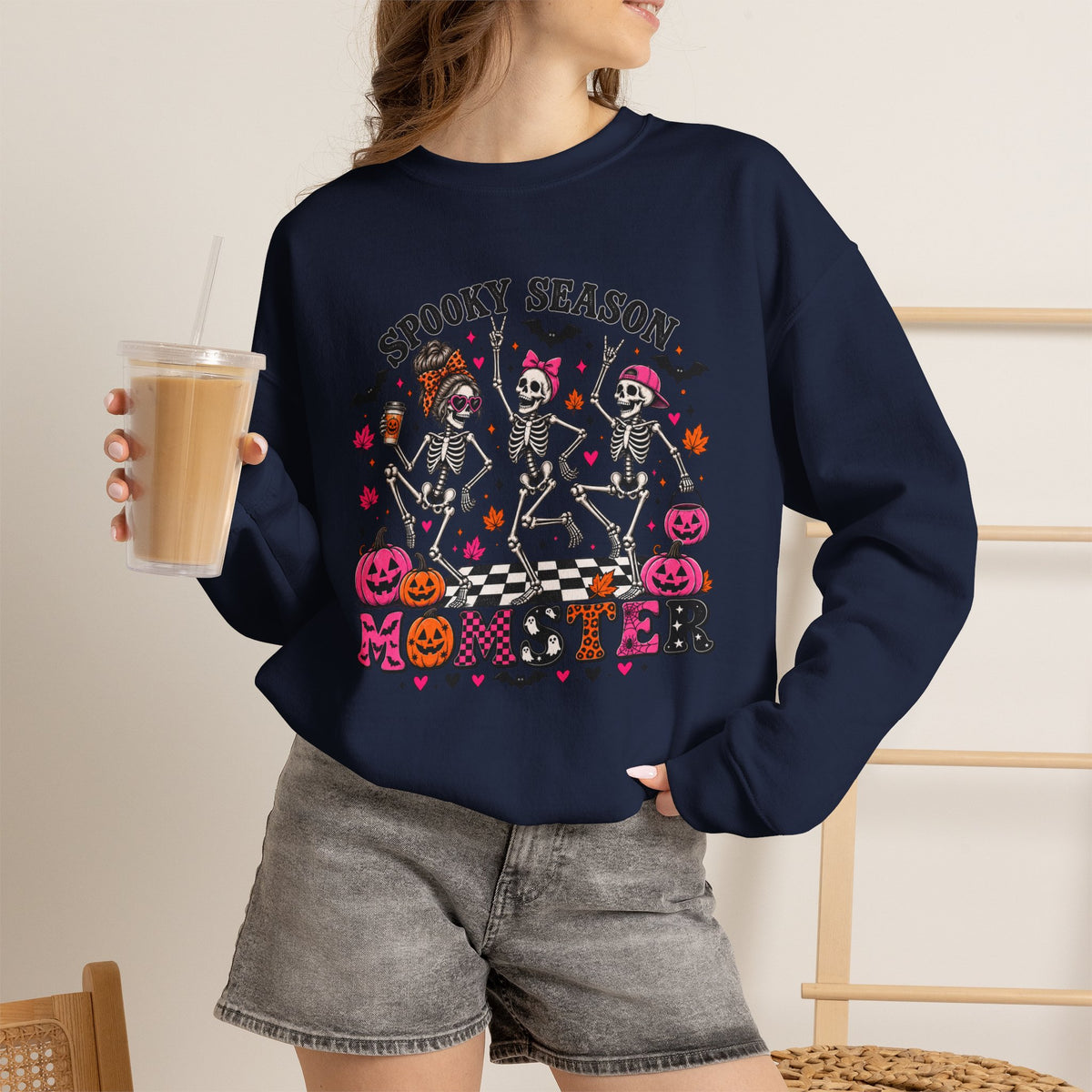 Sweatshirt — "Spooky Season Monster" Halloween Skeleton Dance Crewneck