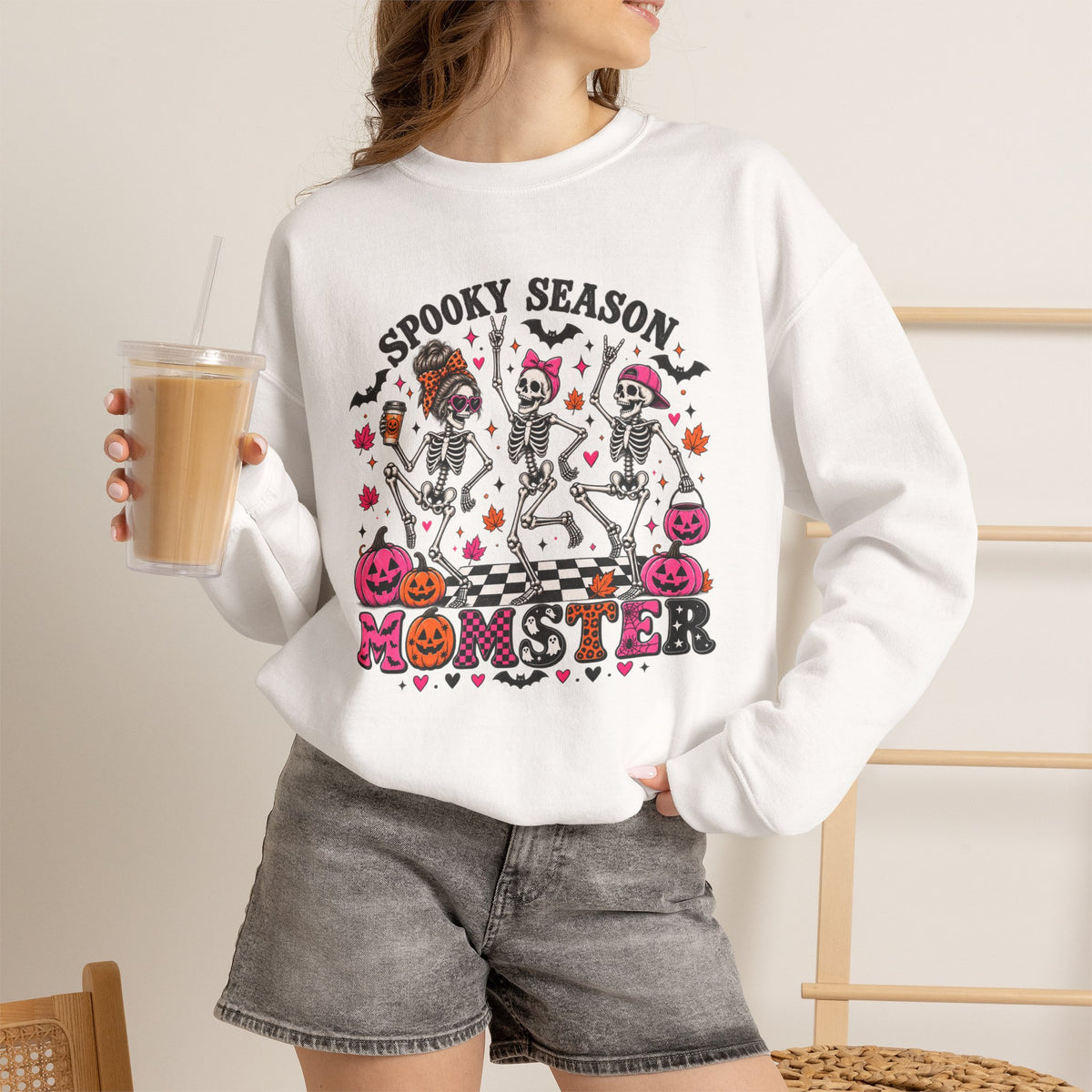 Sweatshirt — "Spooky Season Monster" Halloween Skeleton Dance Crewneck