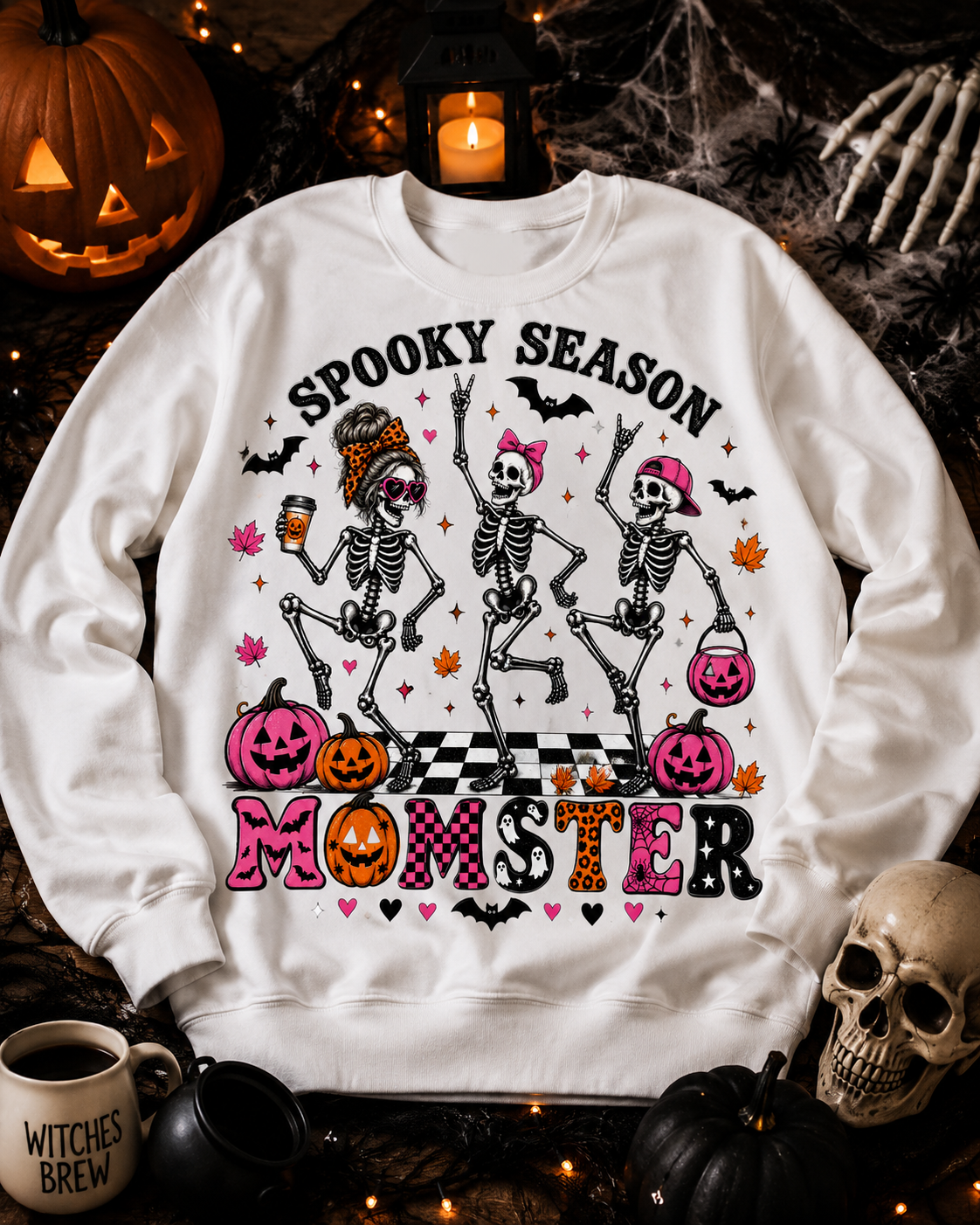 Sweatshirt — "Spooky Season Monster" Halloween Skeleton Dance Crewneck