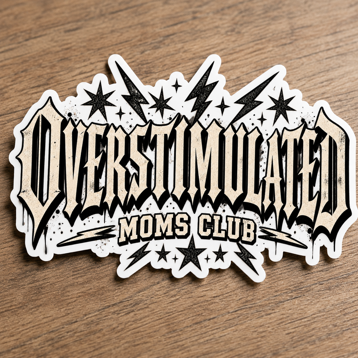 Overstimulated Moms Club Kiss-Cut Sticker — Humorous Mom Life Vinyl Decal