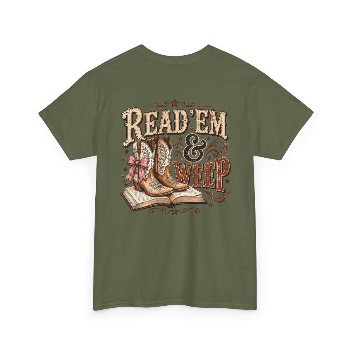 Cowgirl Cowboy Boots Tee — "Read 'Em & Weep" Western Graphic Shirt
